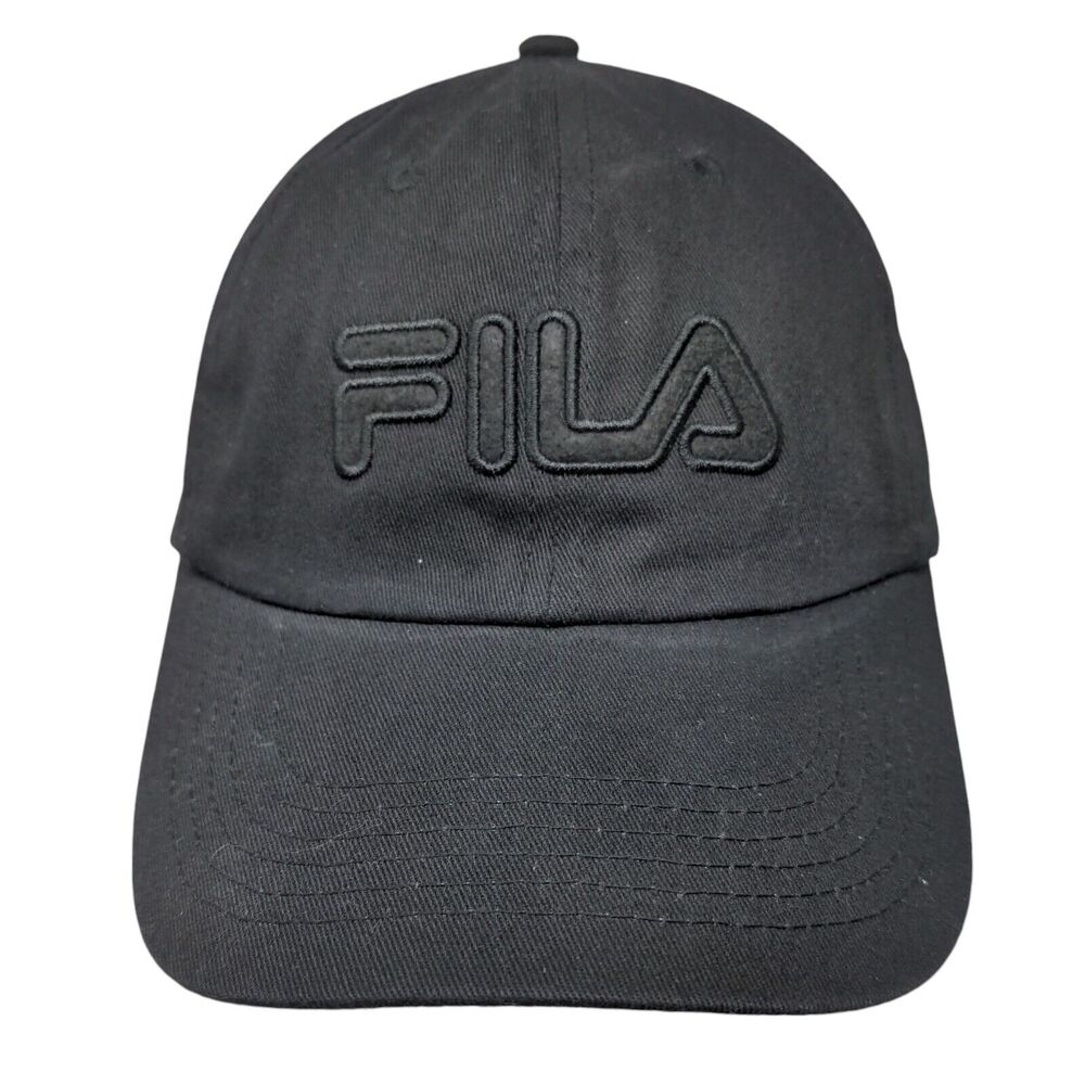 FILA Slideback Hat Black One Size Embroidered 6 Panel Vent Holes